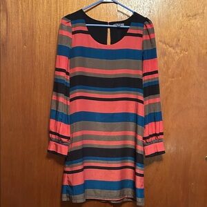 Tinley Road Coral and Blue Striped Dress